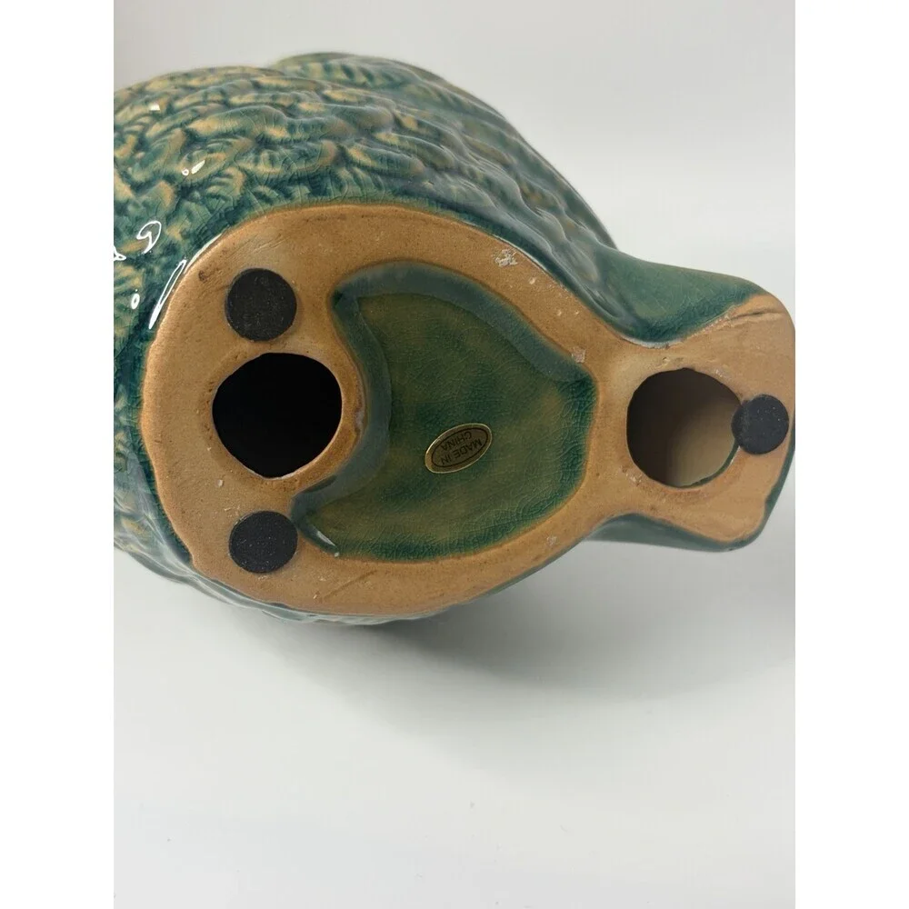 Wise Owl Green/Tan Ceramic 9”x5”x4”